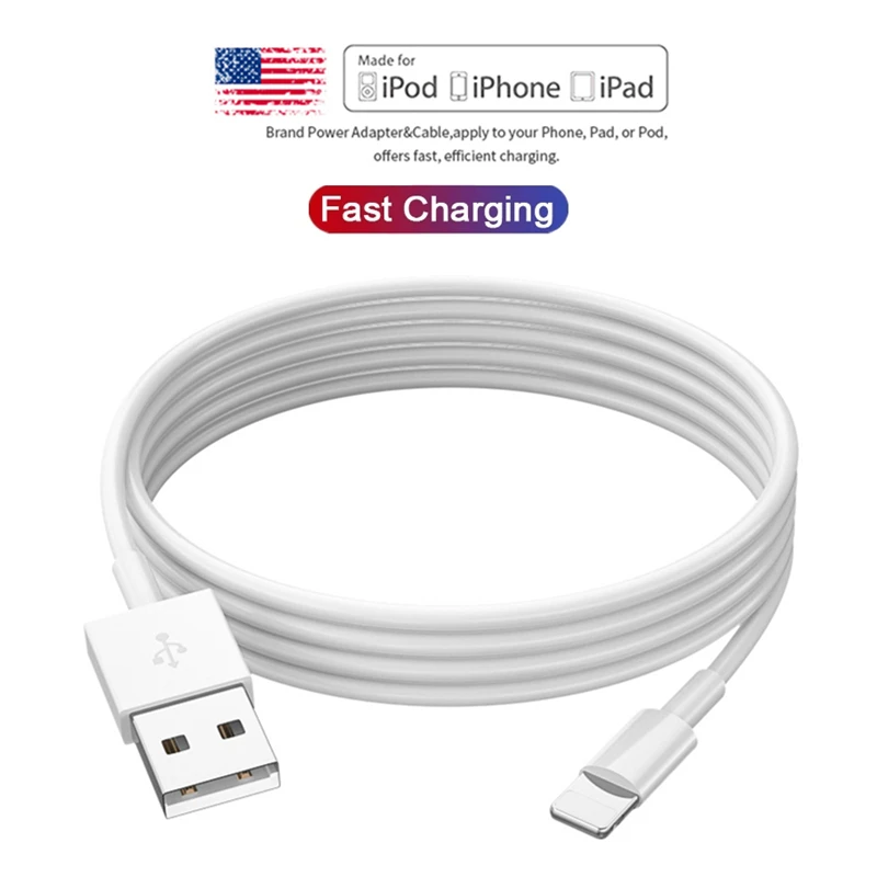 

1m 2m 3m 5m Fast Charging Cable for iPhone 8 7 6S Plus 5 SE USB Data Cord for iPhone X XR XS 11 12 13 Pro Max Phone Wall Charger