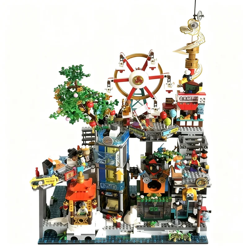 Фото 3586 деталей MOC Monkie Ninjia City Megapolis, модель из строительных блоков, 3D-коллекция, DIY, подарок на день рождения, художественное оформление, образовательный конструктор. №4
