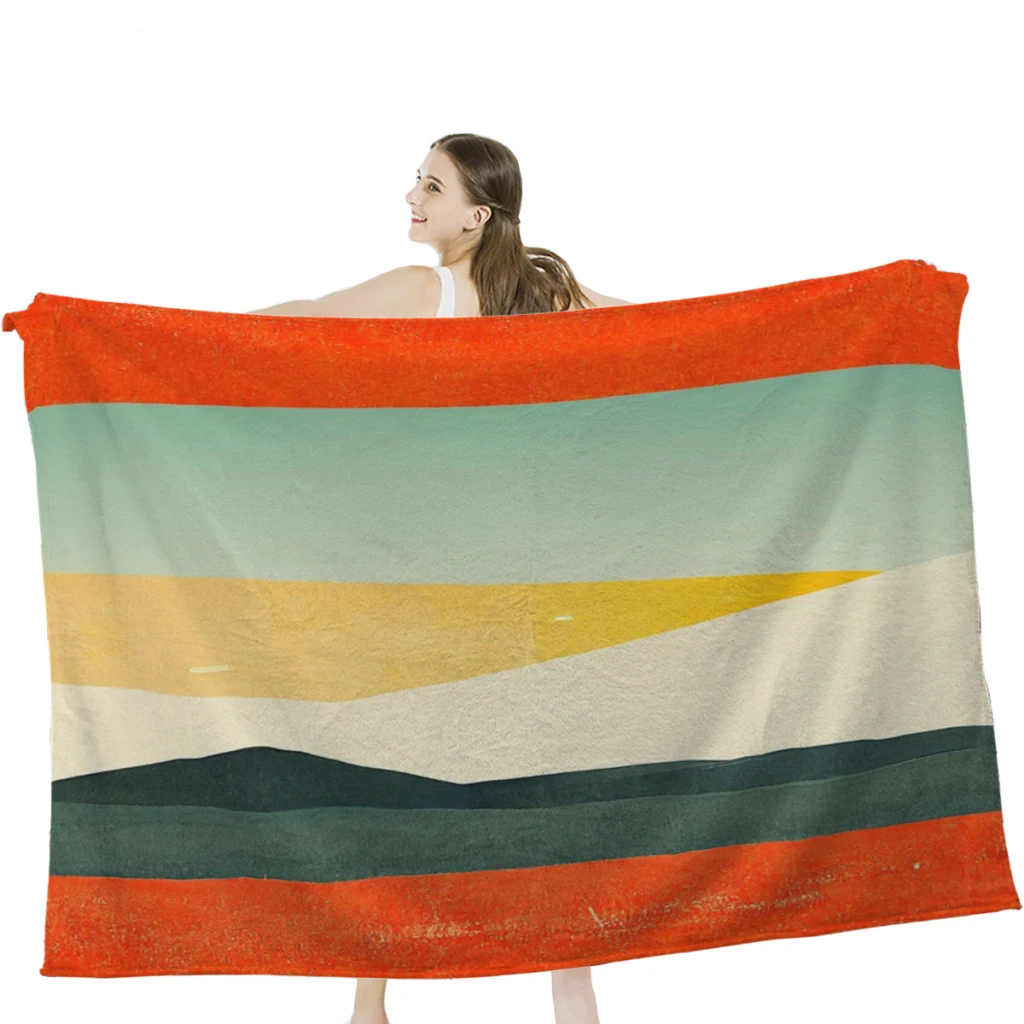

Minimal Shoreline Throw Blanket,Nap Blanket,Sofa, Camping, Cold Cinema or Travel