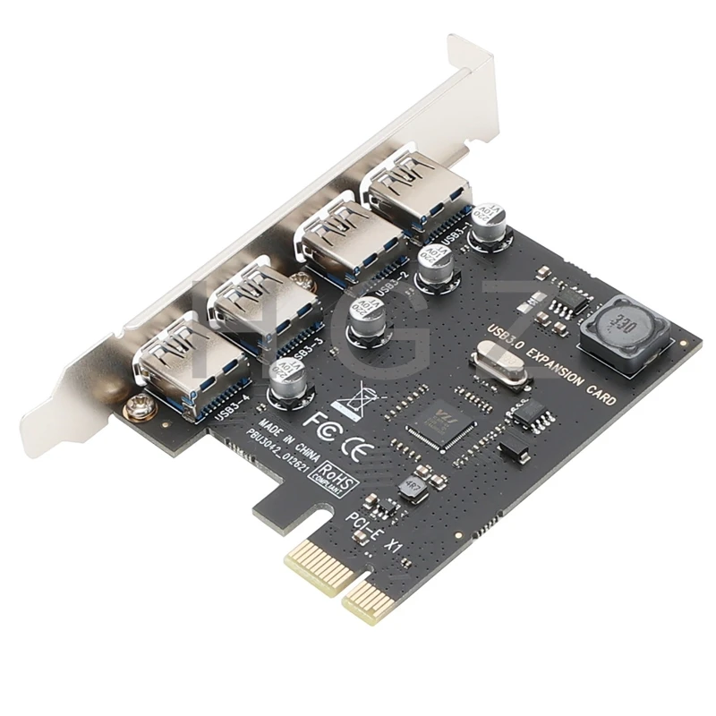 

H8WA Pcie To 4 Ports Usb Expansion Card Pci-e X1 To Usb3.0 Adapter Free Power Supply Hot Swap VIA805 High Performance Chip