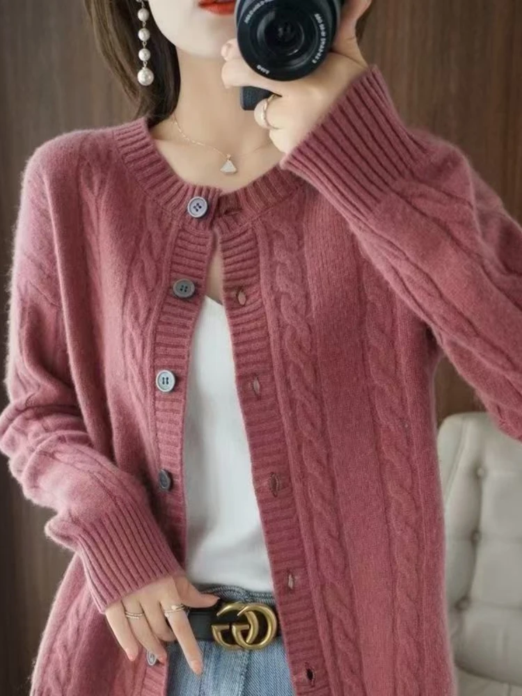

Deeptown Korean Fashion Ribbed Knitted Cardigan Women Harajuku Retro Oversized Sweater Loose Casual All-match Thick Tops Outwear