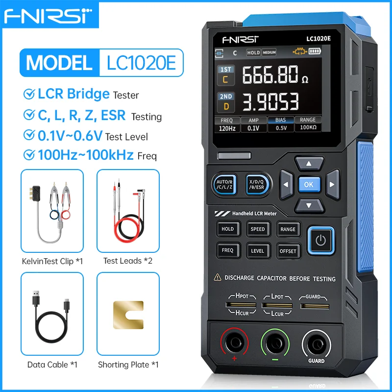 FNIRSI LC1020E Ручной цифровой мост LCR ESR тестер автоматическое сопротивление емкость индуктивность измерение электронных компонентов (art.: 3920d2c2be4e6) - 3920d2c2be4e6