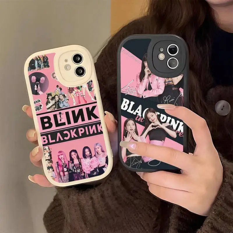 

B-BLACK-p-pink kpop Phone Case Hard Leather Phone Case for iPhone 13 12 Mini 11 14 Pro Max Xs X Xr 7 8 Plus 6 6s Se 2022
