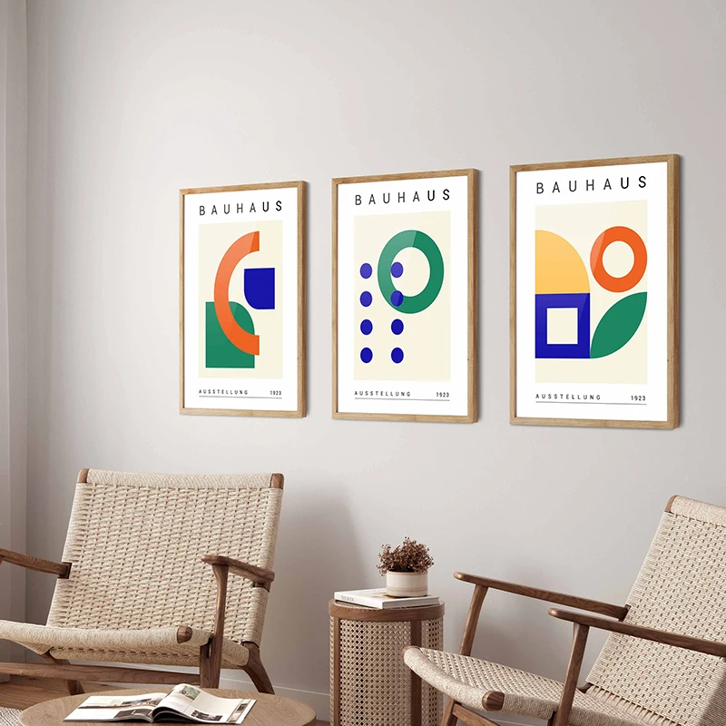 Постер Bauhaus розового/синего/коричневого/Красного зеленого цвета Современная