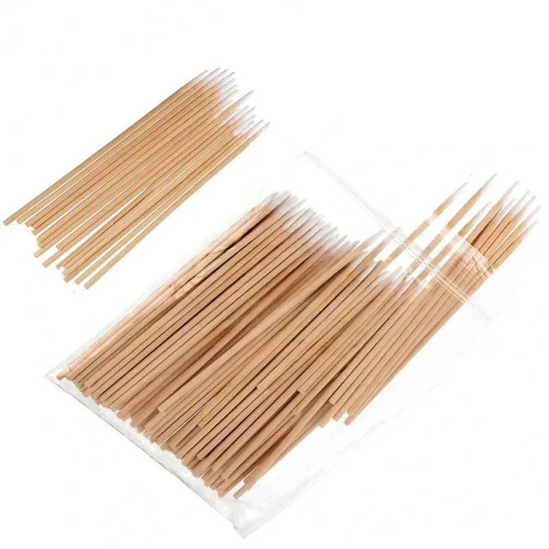

100 шт., деревянные ватные палочки для снятия лака для ногтей