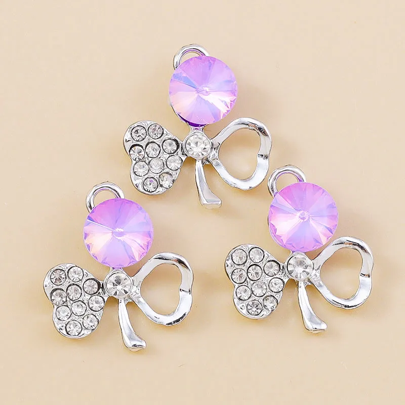 Leslie 10 шт. сверкающие хрустальные подвески в виде цветка клевера для серег