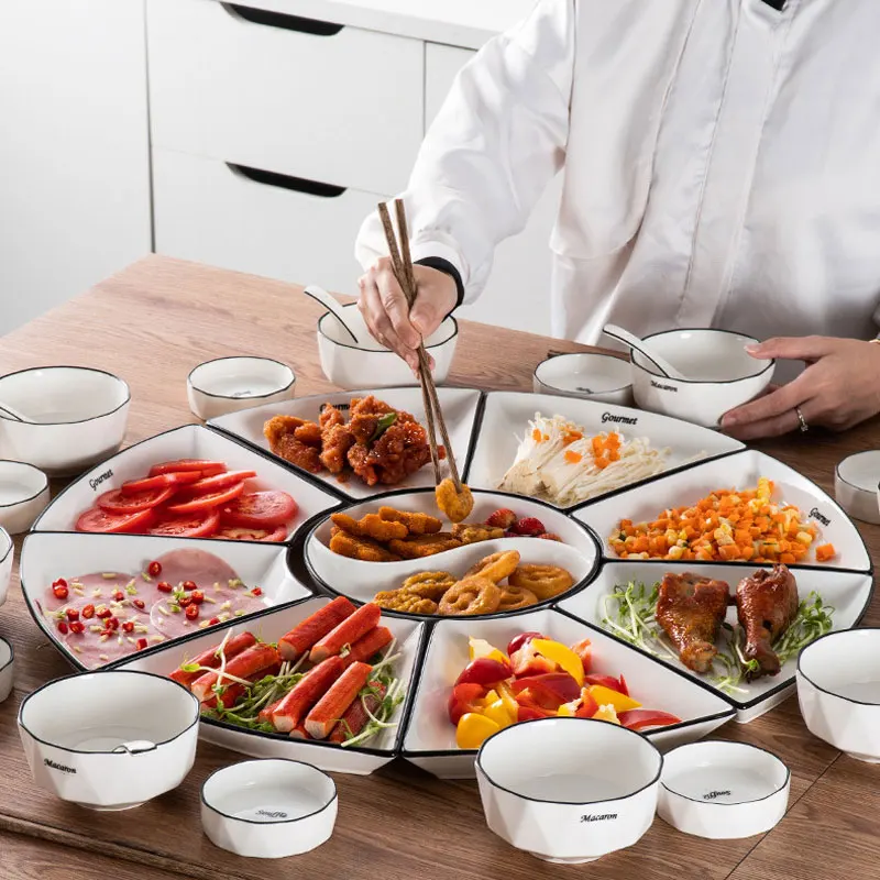 

Ceramic Plates Dinner Set Creative Dinnerware Tableware Large Size Serving Porcelain Dishes For Salad Pancakes Steak Set Of 9