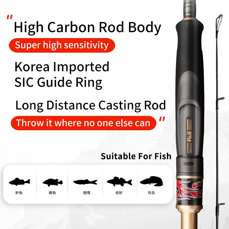 Kawa Fishing Spinning Rod Medium Action Length 2.1/2.7m Japan Fuji Wheel Seat SIC Guide Ring 36T Carbon Fiber enlarge