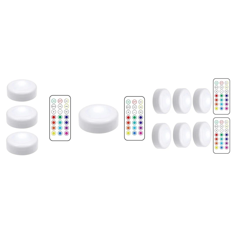

LED Puck Light Wireless Remote Control Dimmable Battery Operated Contact Sensor Night Lamp for Room Closet Hallway