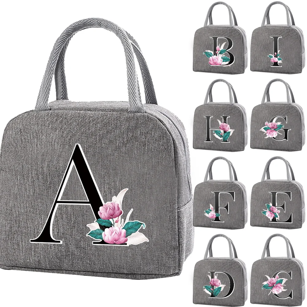 

Термальная обеденная сумка, Холщовая Сумка для пикника, путешествий, коробка для завтрака, удобный ланчбокс для детей, сумки для еды, мраморные буквенные принты