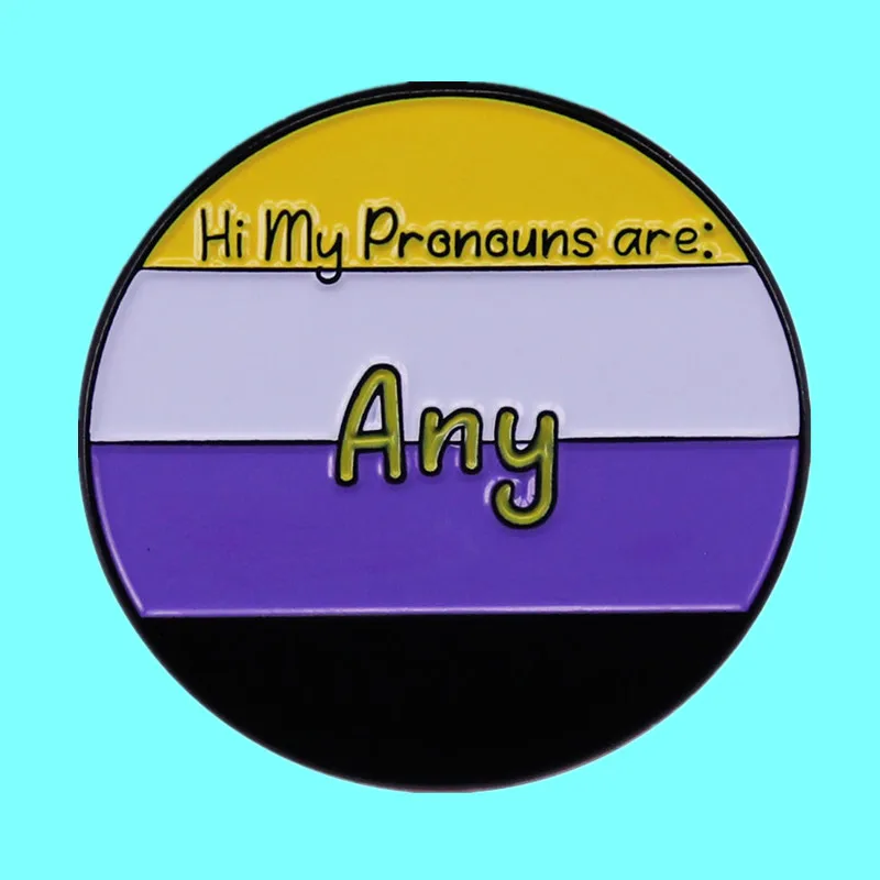 

Gender Pronoun Creative Brooch Cartoon Any Metal Badge Fashion Lapel Shirt Jeans Pin Jewelry Accessories Gifts