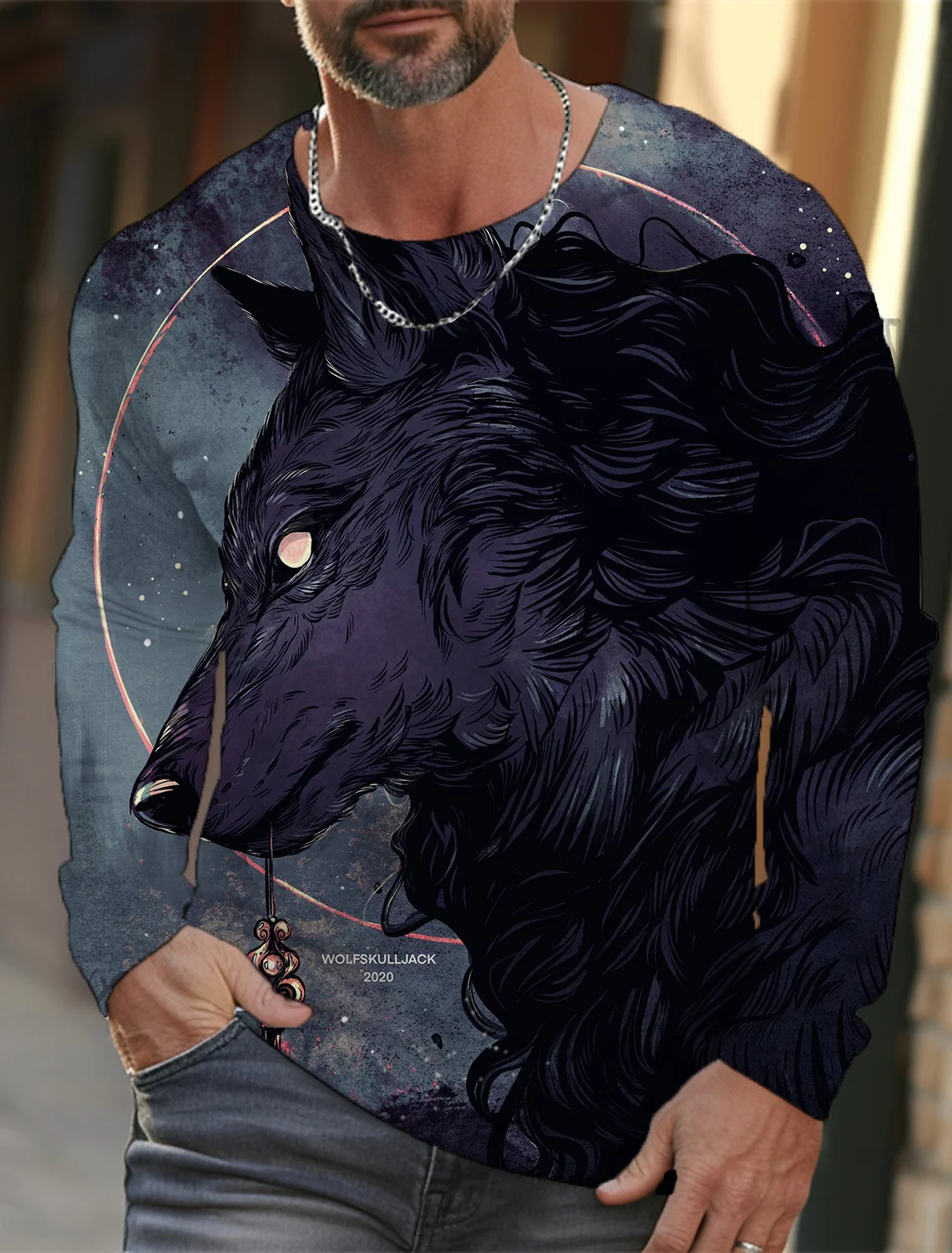 Мужская футболка с длинным рукавом и 3D-принтом осенняя Повседневная круглым