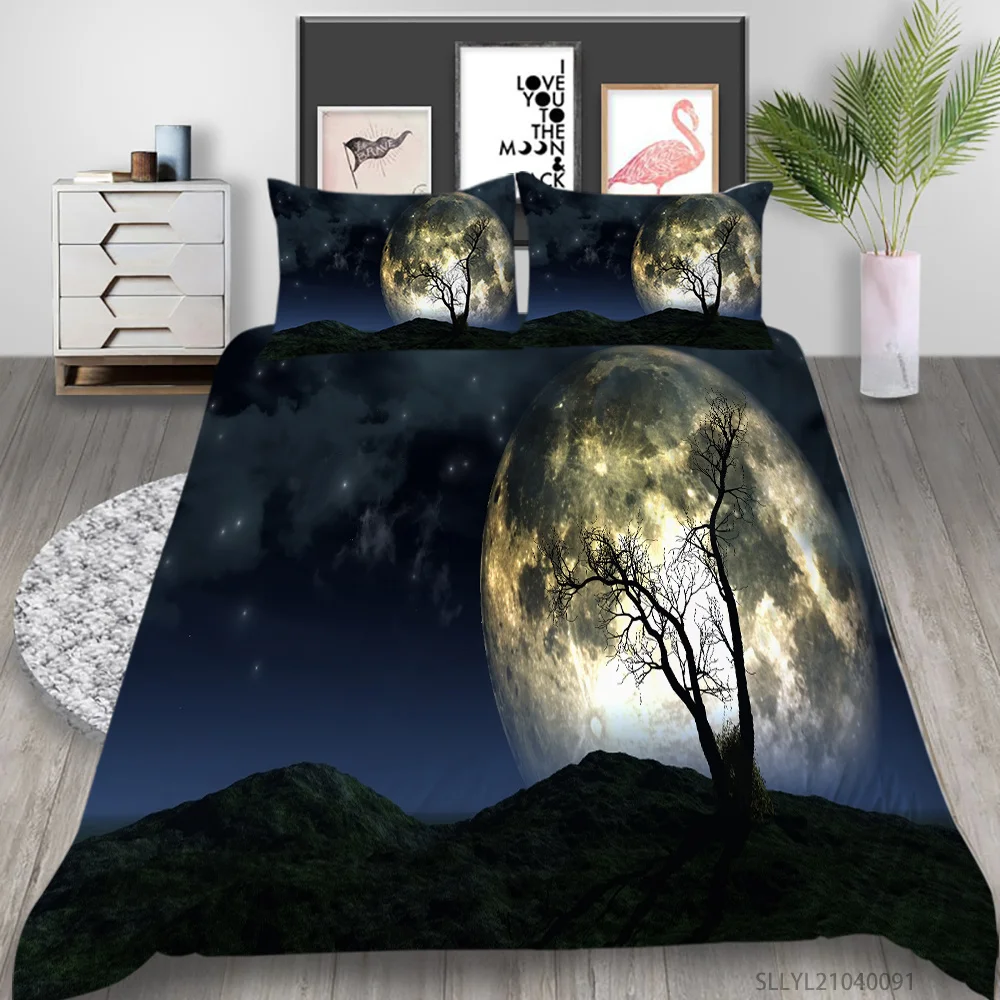 

Quilt Cover 3D Moon Print Beautiful Bedding Setcover Children Boy Home Bedroom Decoration Duvet Covers King Size Bedspreads
