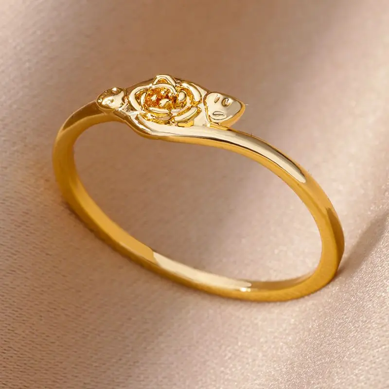 

Vintage Flower Rings for Women Girls Stainless Steel Gold Plated Ring 2023 New Wedding Jewelry Free Shipping Item anillos mujer