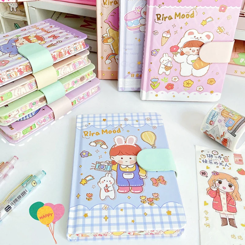4PCS/LOT Cute Cartoon Design Colorful Paper 256P Portable Diary Agenda Book 14.4*10.3cm Lovely Little Girl Planner Notebook Gift