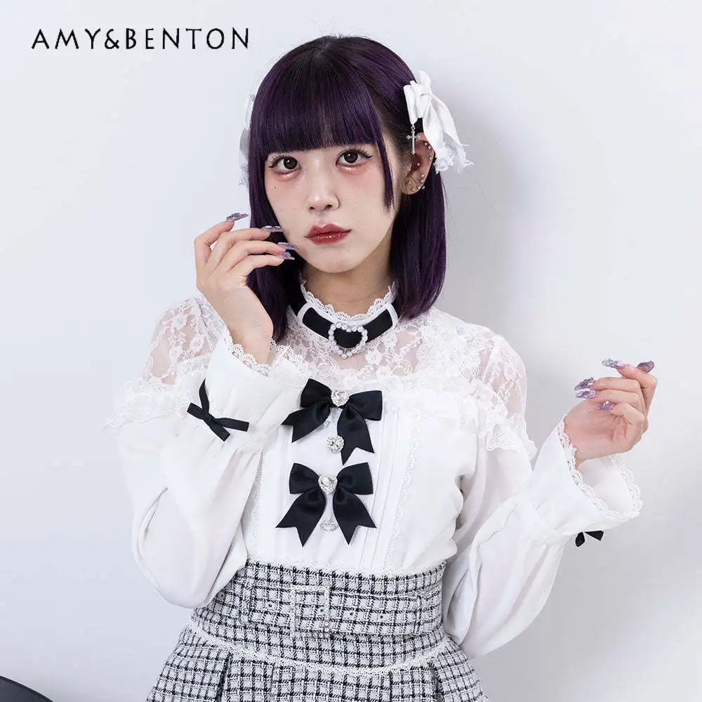 Милая японская рубашка в стиле &quotЛолита&quot с открытыми плечами и длинными