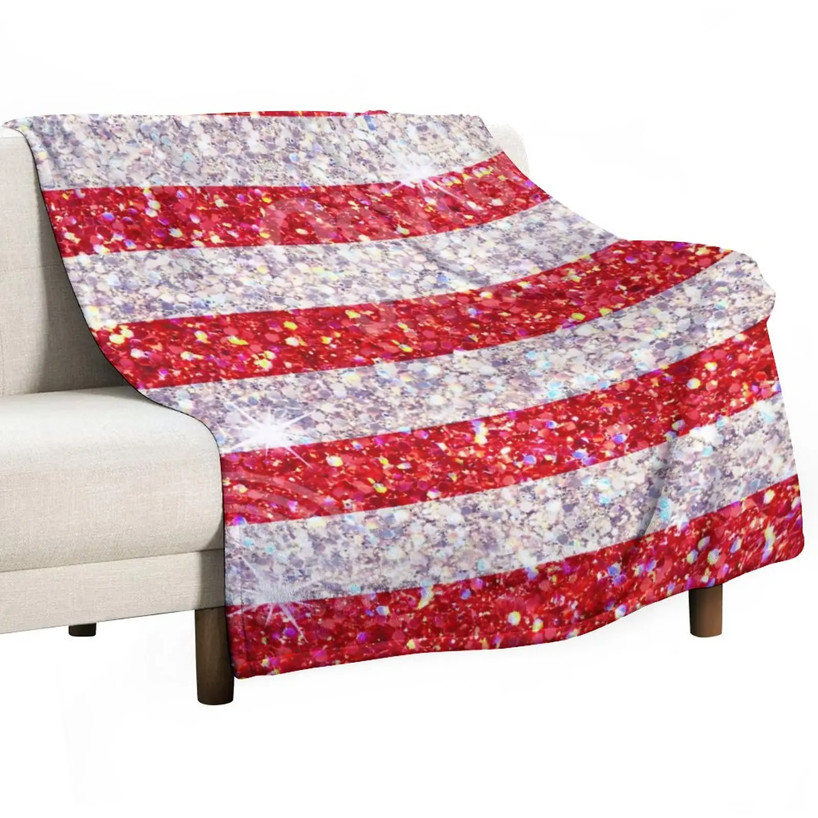 

Throw Blanket Bedding Fleece Blanket Throw Blanket for Couch Sofa Bed Anti-Static Fuzzy Soft Blanket Brightly Red Stripes