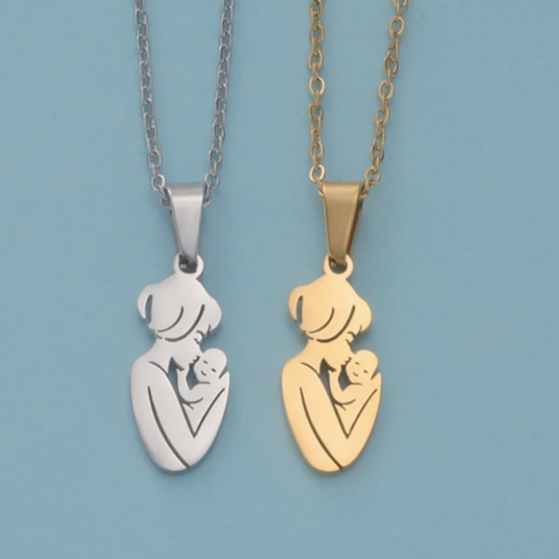Цепочка с кулоном для мамы и ребенка ожерелье из нержавеющей стали на день матери