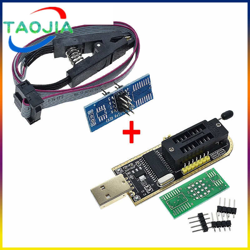 USB-программатор CH341A 24 25 серия EEPROM, модуль программатора с флэш-BIOS + зажим SOIC8 SOP8 для проверки EEPROM 93CXX / 25CXX / 24CXX