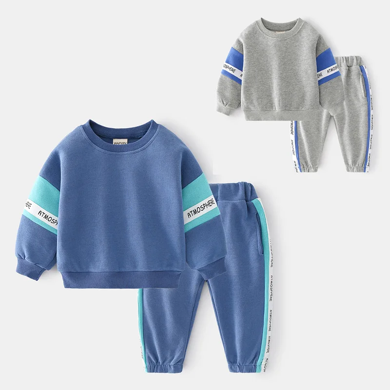 

2023 Spring Autumn Children Boys Clothes Set Cotton Loose Jogger Pants Suit Printed Letter Pullover Sports Kids Boys Outfit
