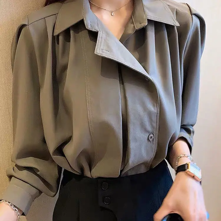 

Женская рубашка в стиле ретро, осенне-зимняя блузка в новом дизайне