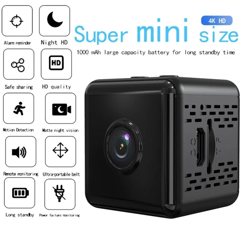 

Mini IP WIFI Camera HD 1080P/4K Sensor With 1000mAh Battery Night Motion DVR Micro Camera Sport DV Video Small Camera Cam 128G