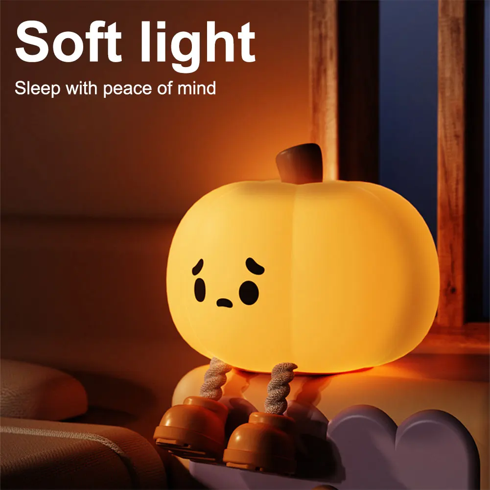 Прикроватная сенсорная лампа с тыквой на Хэллоуин силиконовый детский ночник