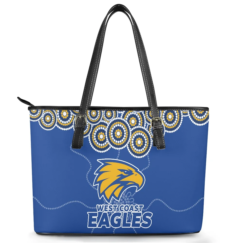 

West Coast Eagles Tote Bag With Zipper Australia AFL Leather Tote Bag Women Tote Bags With Custom Printed Logo Print On Demand