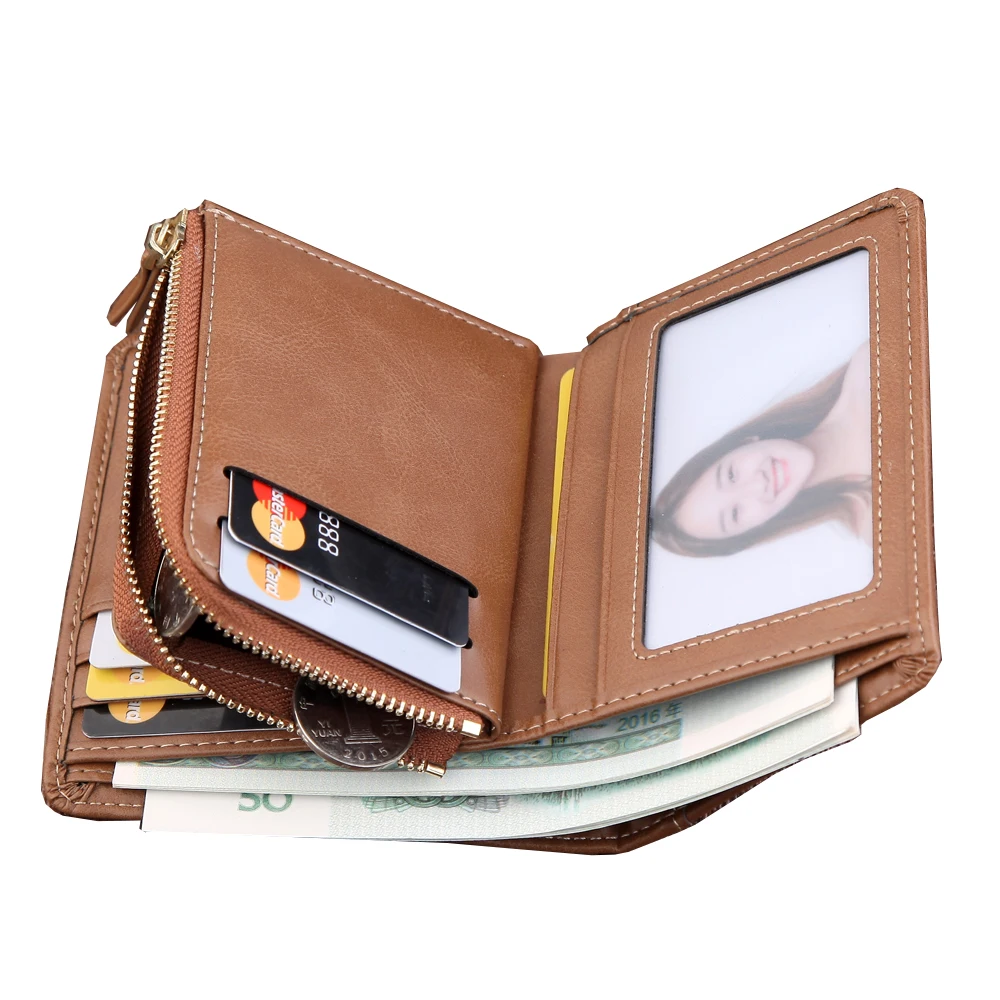 Men Wallets PU Leather Short Coin Purse Small Vintage Walet Men's Purse Zipper Cion Pocket Card Holder Men Wallets