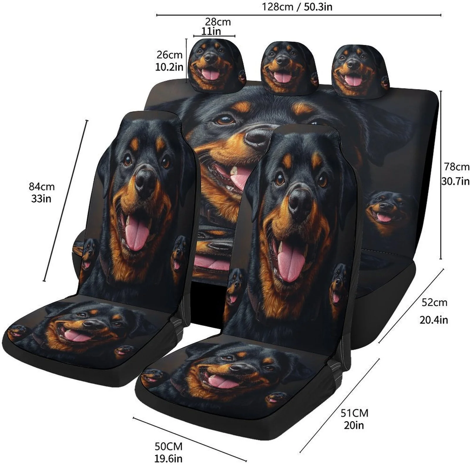 Фото Набор чехлов для автомобильных сидений Rottweiler Smile Designed для большинства автомобилей, модные новые декоративные защитные чехлы для автомобильных сидений, полный комплект, Unive №5