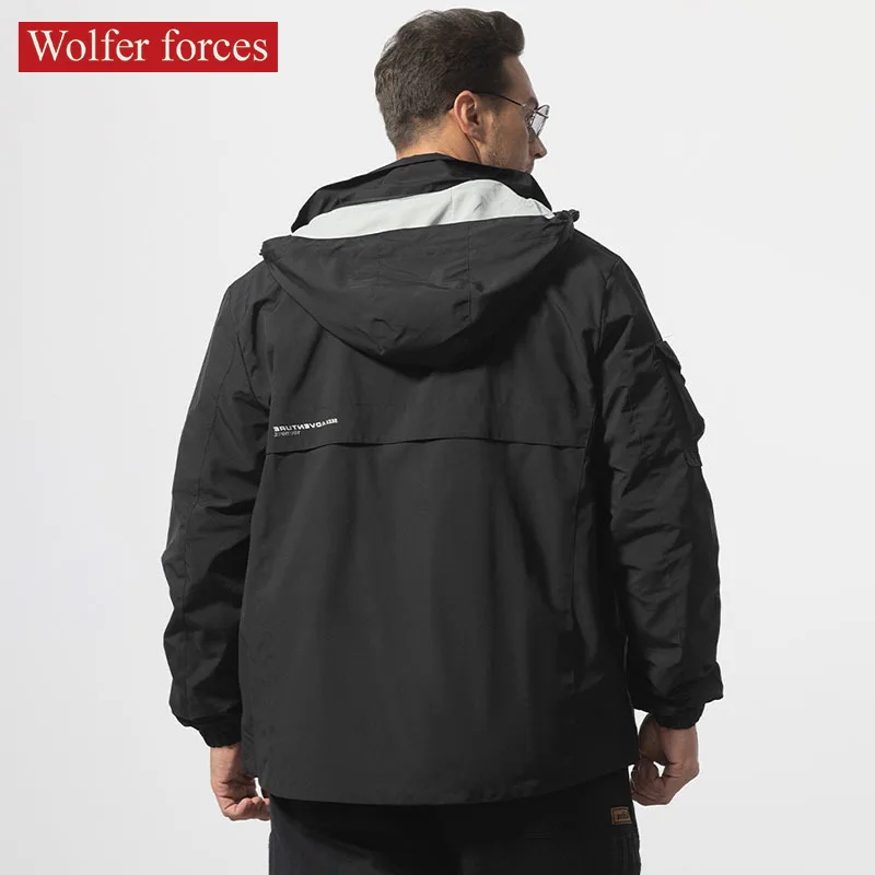 

Black Jacket Military Uniform Tactical Man Mountaineering Techwear Sportsfor Camping Trekking Windbreaker Heating Bomber