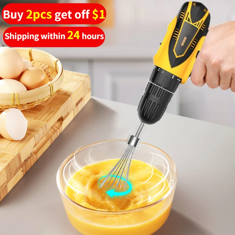Stainless Steel Egg Beater Whisk Hand Mixer Suitable for Drill Electric Mixer Cream Dough Whisk Mixer Baking Kitchen Accessories