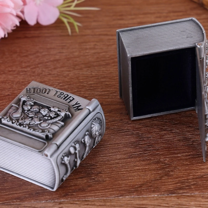 Детские зубы коробка для хранения волос плода мультяшный дизайн металлическая