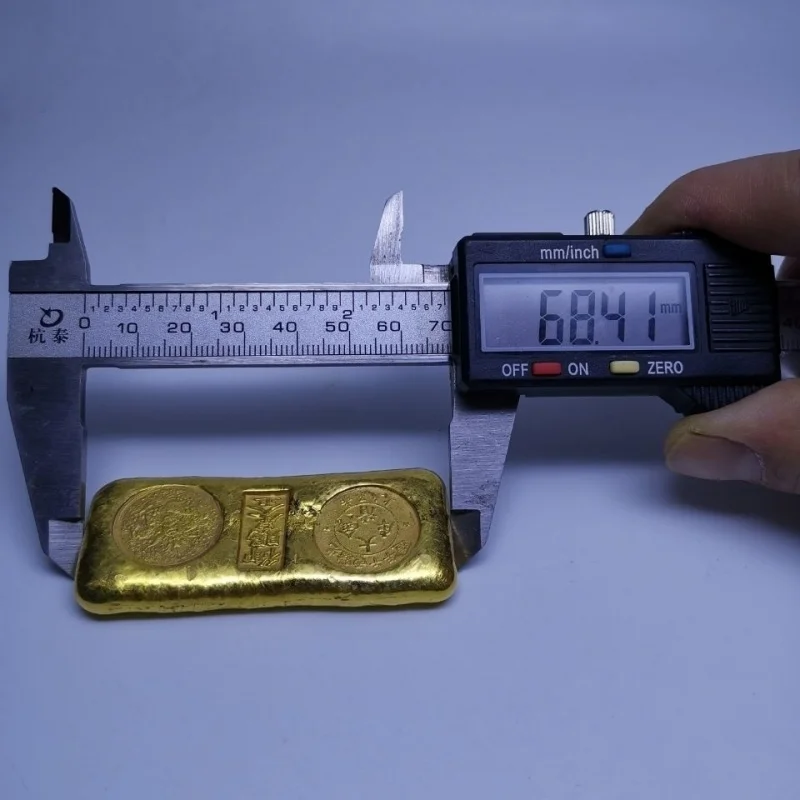 Золотой слиток из чистой меди золотой династии Цин латунь позолоченный
