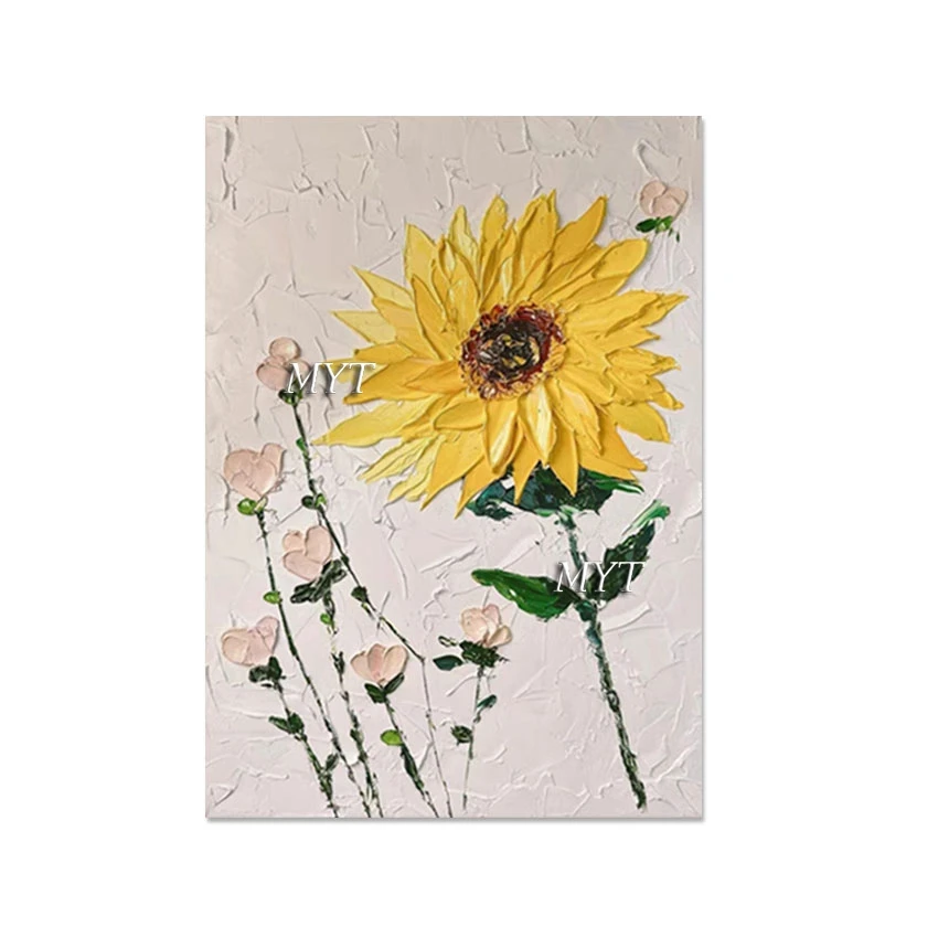 Палитра с ножом подсолнухами холст большая картина ручной работы абстрактная