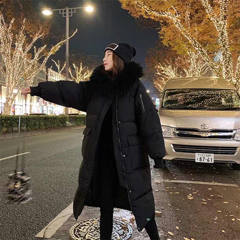 Winter Warm Oversized Long Down Jacket Women Double Sided Thicken Parka Outdoor Hooded Snow Outwear 2022 New Casual Fashion Coat