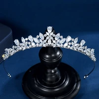 hibride jewelry full aaa cz tiara king crown wedding hair jewelry headpiece women birthday party bridal hair accessories hc0002