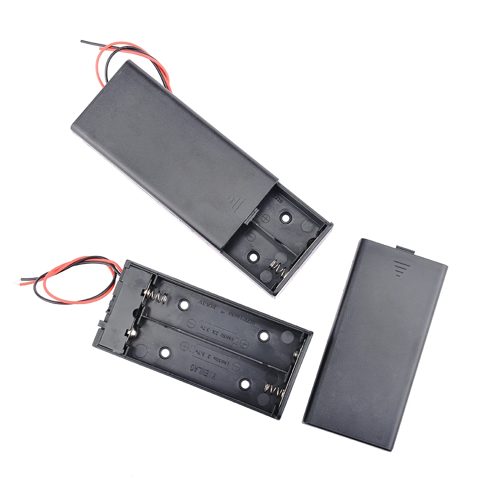 Коробка для батарей 2*18650, держатель для батарей серии, коробка для хранения аккумуляторов, переключатель и крышка, штепсельная вилка постоянного тока для держателя аккумуляторов 2x18650 