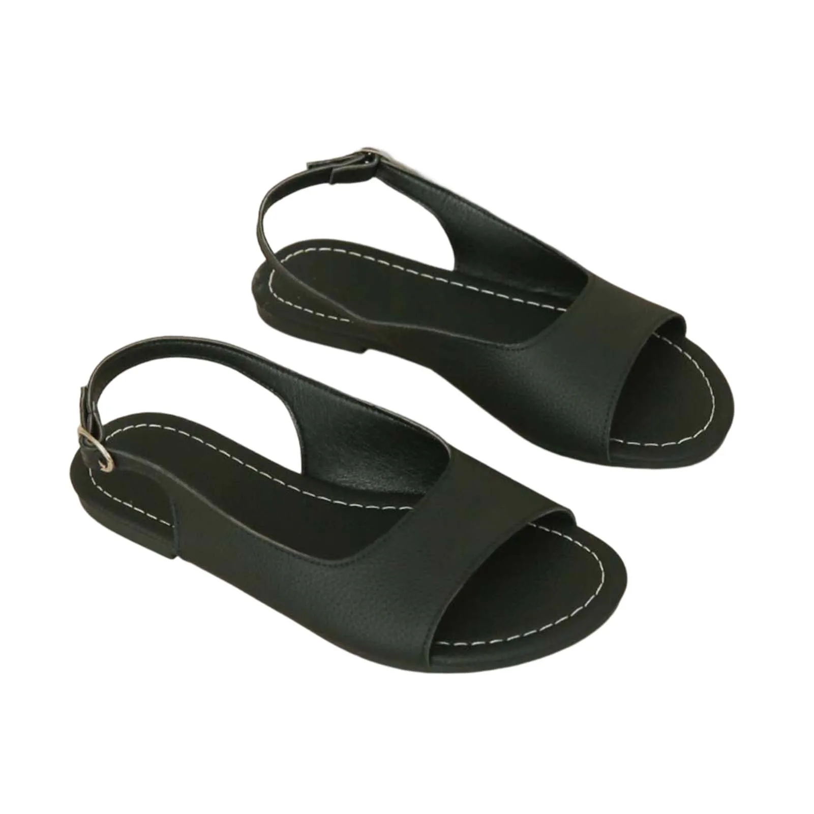 Green/Beige/Black Peep Toe Flat Sandals Breathable Comfortable Sandals For Beach Party