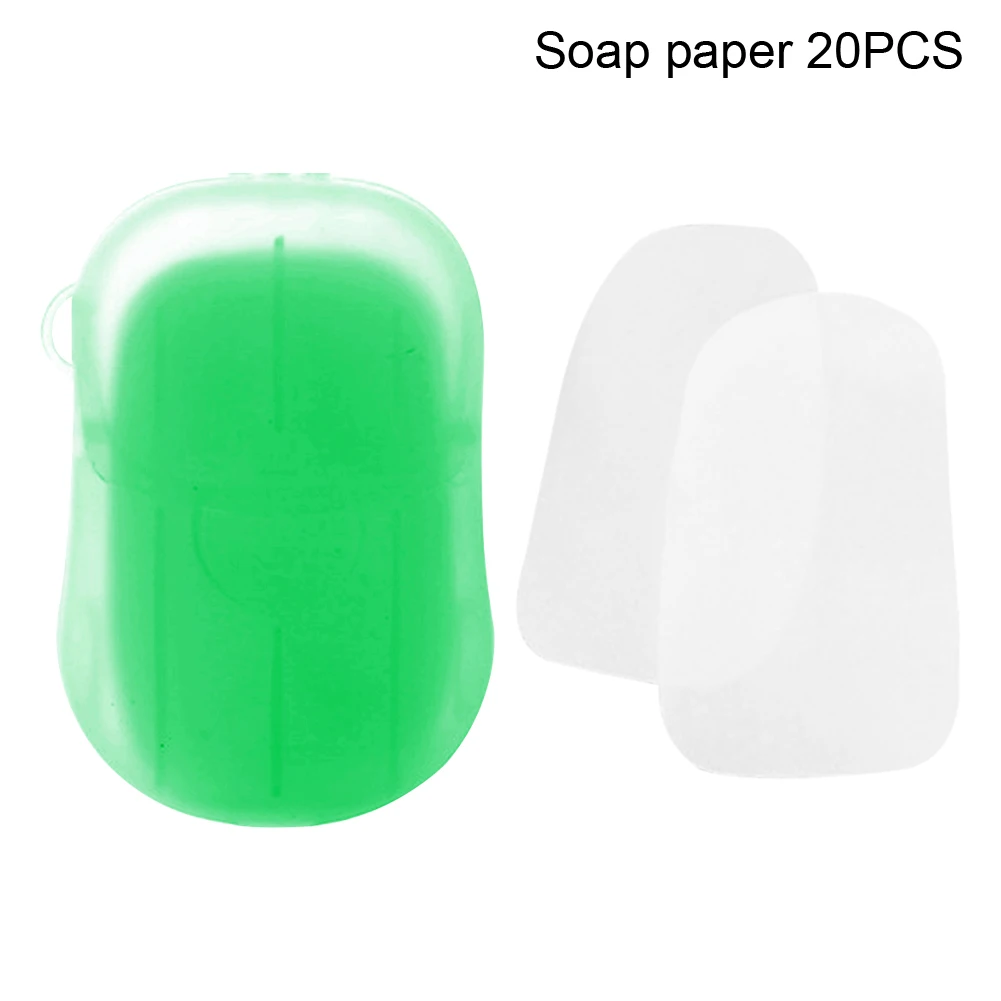 

20pcs/pack Cleaning Portable Hiking With Box Sheet Flake Hand Washing Toilet Outdoor Camping Disposable For Travel Soap Paper