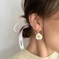 fried eggs earrings cute flatback white poached eggs earring for women creative aesthetics jewelry 2022 trendy charm accessories