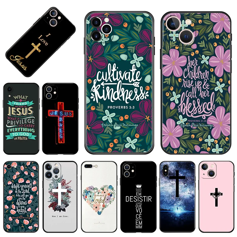 Мягкие телефонные чехлы для iPhone 15Pro 14 13 Pro Max 12 11 Mini 7 8 15 Plus SE XS XR Библия Иисус Христос