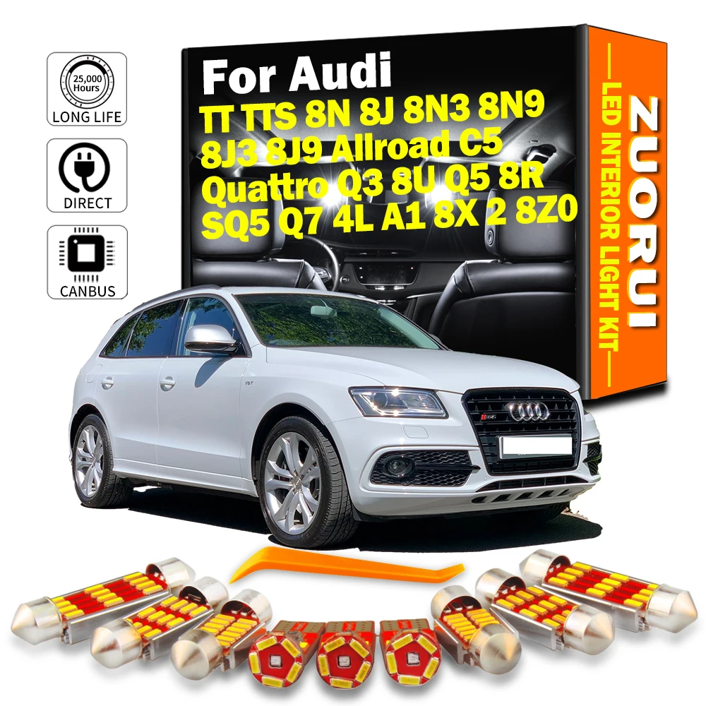 

ZUORUI Canbus LED Interior Light Kit For Audi TT TTS 8N 8J 8N3 8N9 8J3 8J9 Allroad C5 Quattro Q3 8U Q5 8R SQ5 Q7 4L A1 8X 2 8Z0