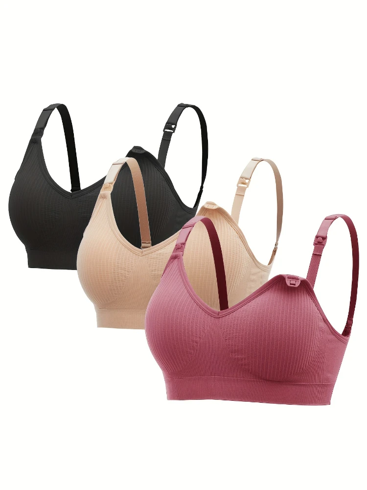 Комплект Из 3 Нейлоновых Беспроводных Бюстгальтеров Для Кормления Беременных С