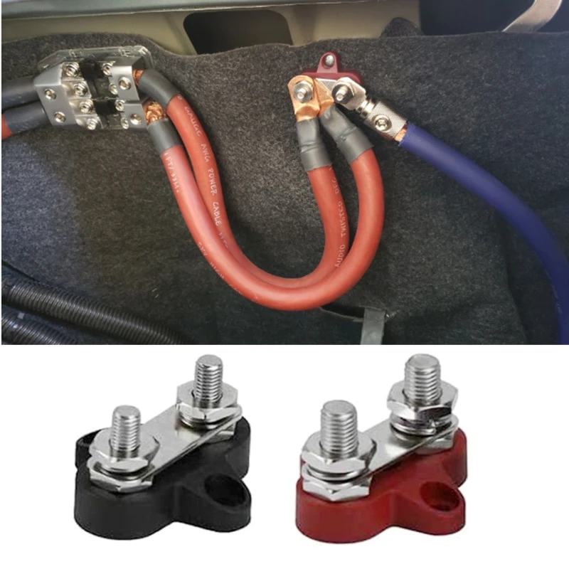 

G99F Power Distribution Terminal Block Connect Bus Bar M8 Dual Terminal Stud Ground Insulated Terminal Post for Truck Car RV