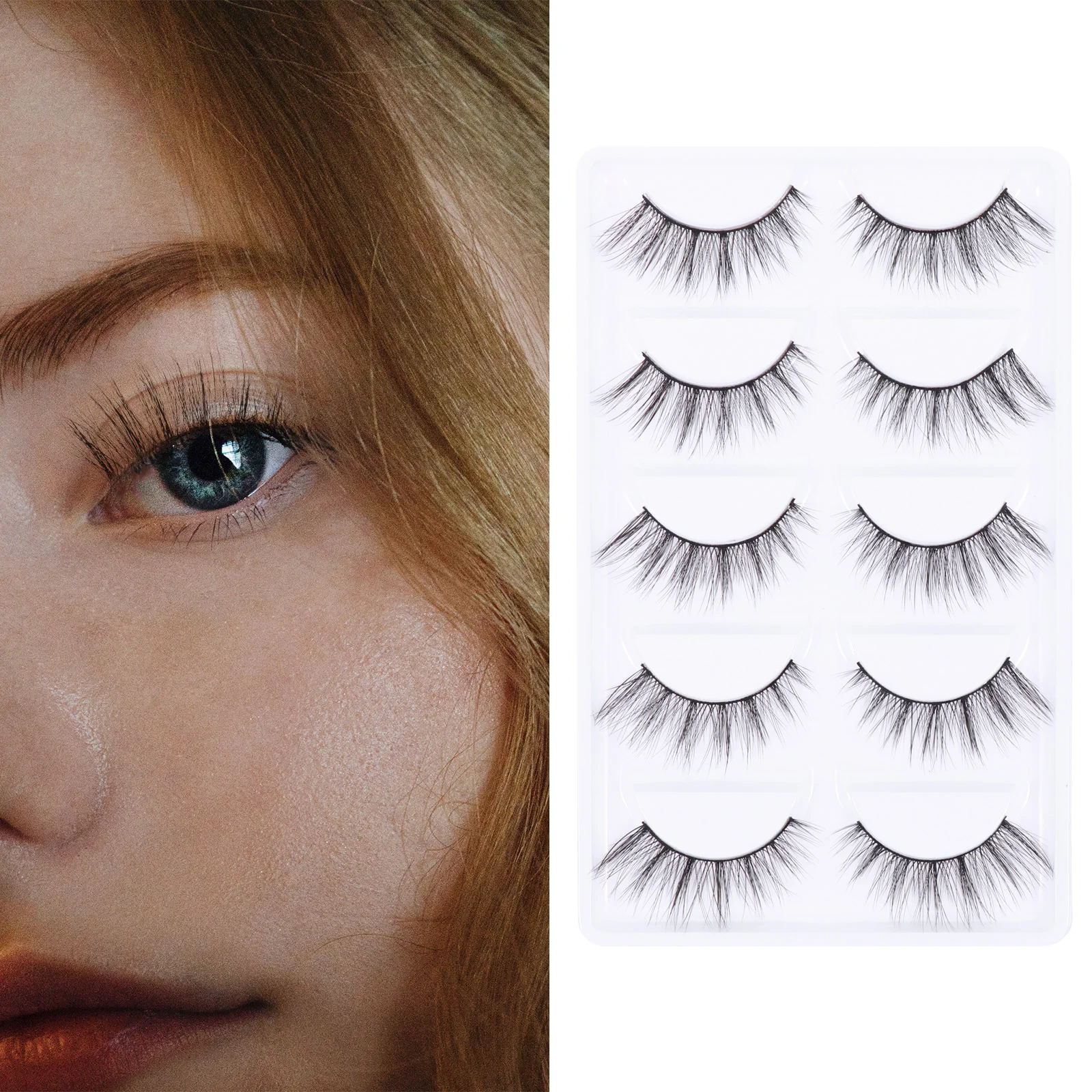 

5 Pairs Hair Eyelashes Natural Cross Eyelashes Handmade Eyelashes