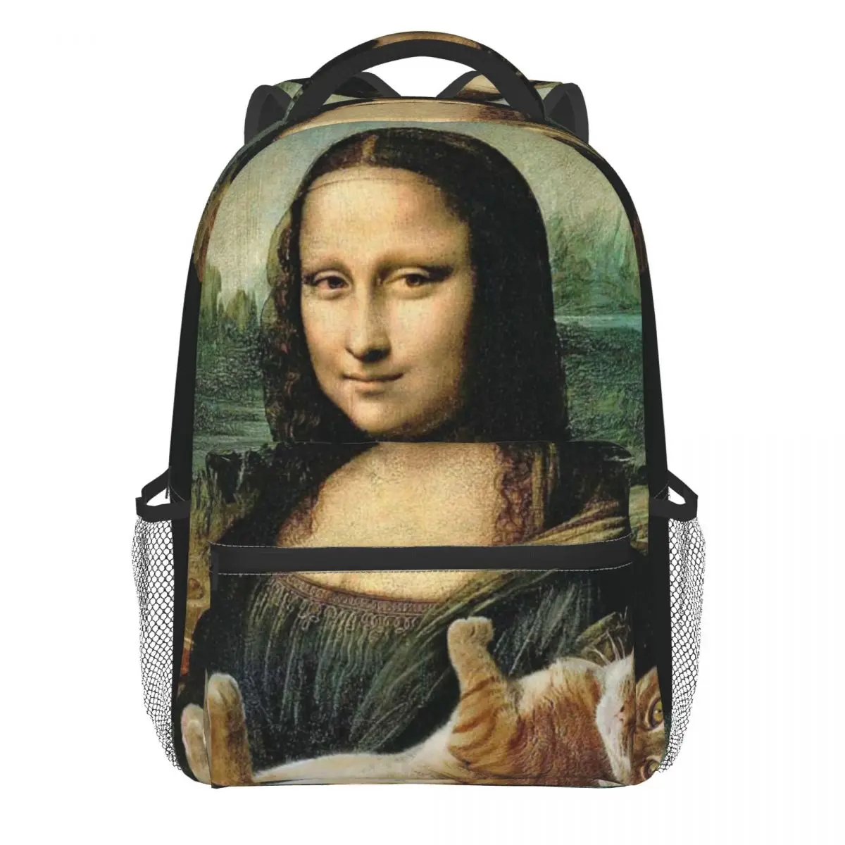 

Рюкзак с надписью «Мона Лиза», «сумасшедшая кошка»