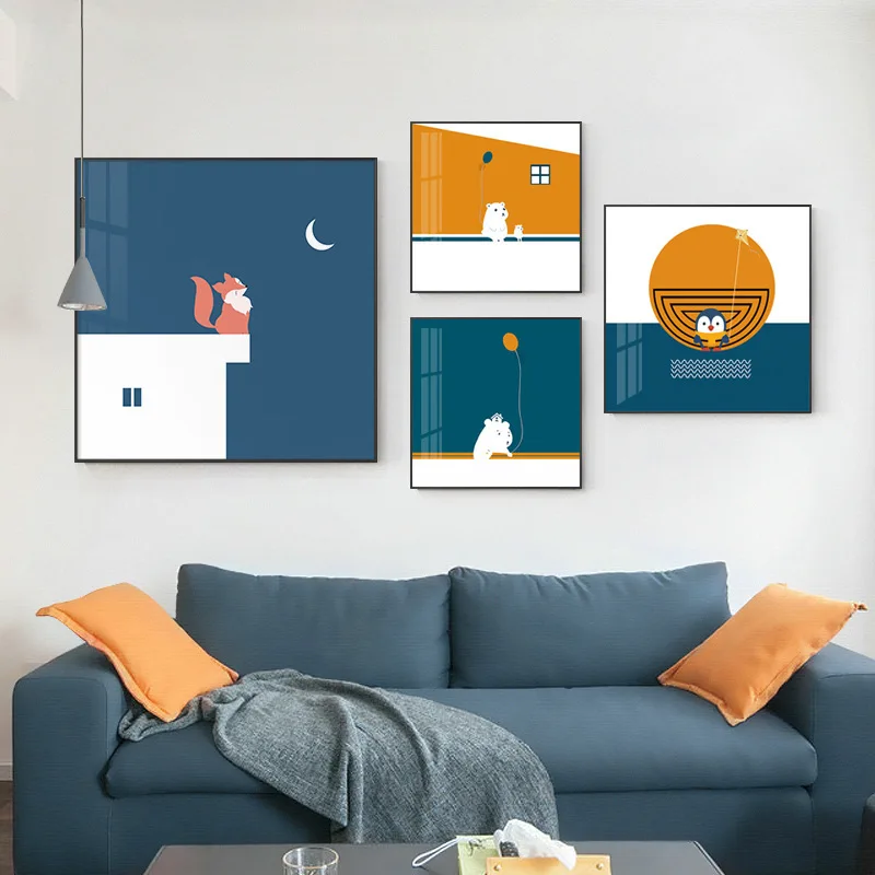 

Modern Minimalist Cartoon Living Decoration Painting Sofa Children's Room Bedside Murals Background Wall Canvas Paintings