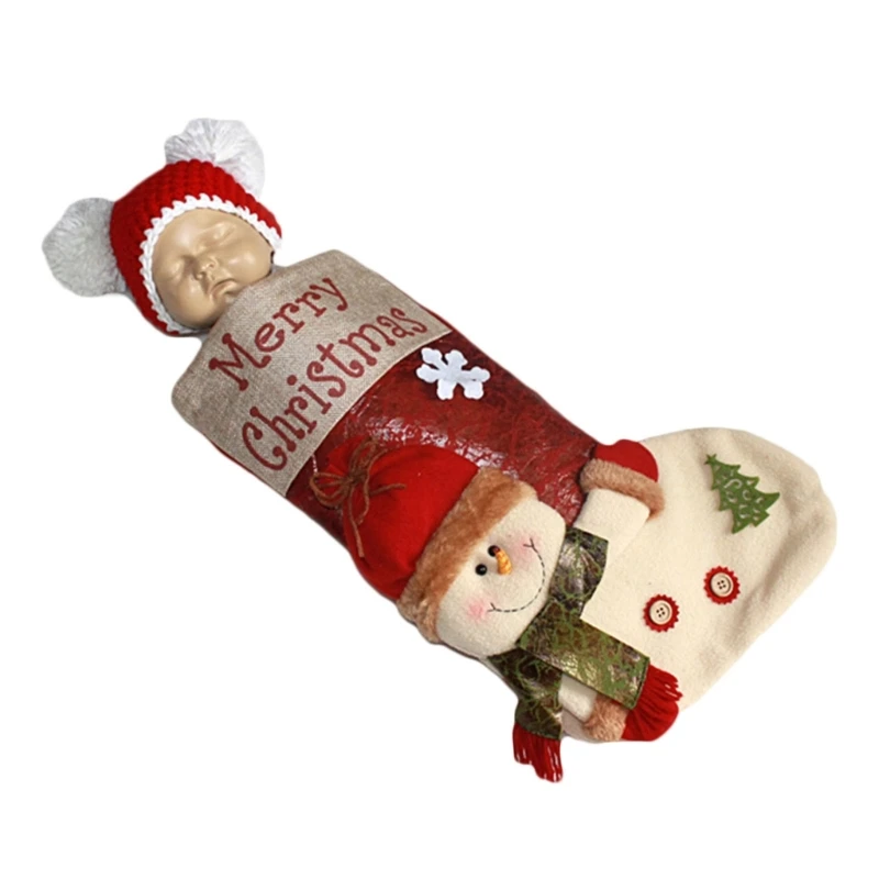 

Infant Hat Christmas Stocking Sleeping Bag Photo Shoot Props Newborn Shower Gift