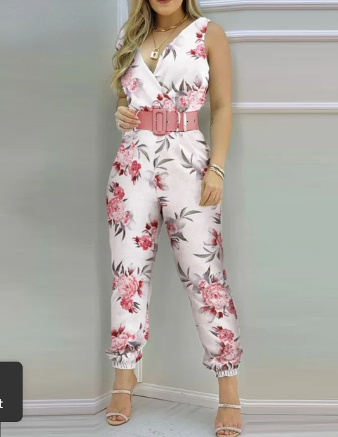 

New Women's Printed One Piece Pants - With Belt
